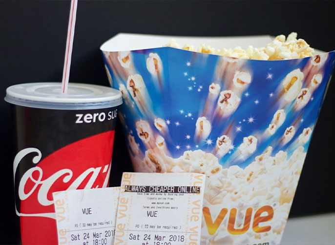 popcorn, coke and cinema tickets