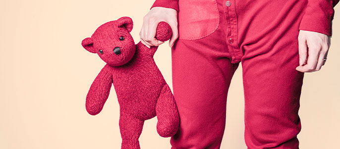 boy with red teddy bear